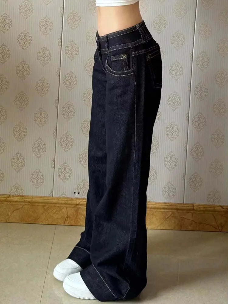 Low-Rise Y2k Dark Wash Baggy Jeans – Bild 3