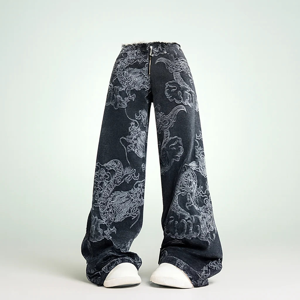 Baggy Jeans Mit Print Y2k
