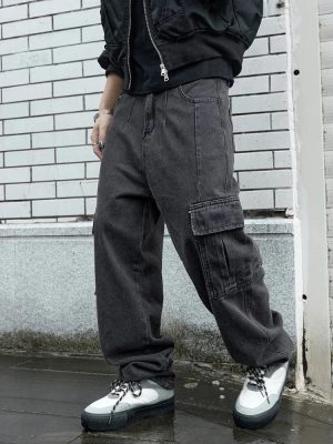 Black Y2k Jeans Men
